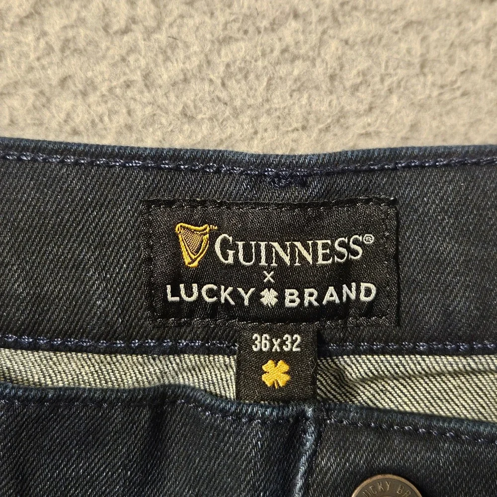 Lucky Brand x Guinness 223 Straight Leg Jeans Mens 36x32 Dark Wash Indigo Denim